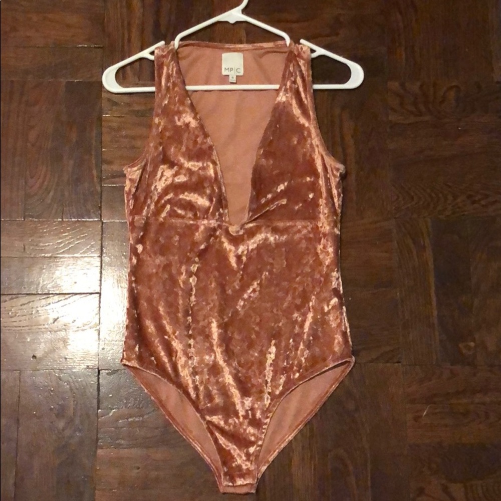 pink velvet bodysuit